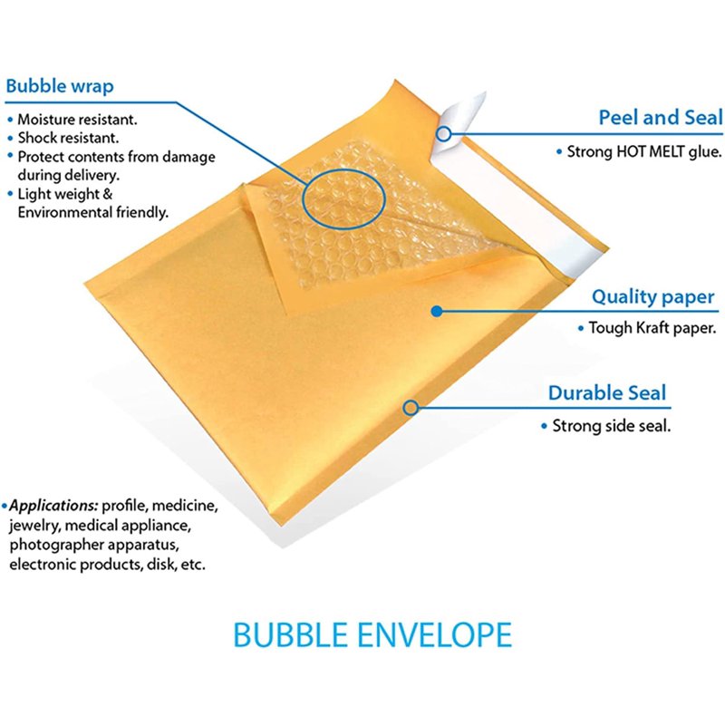 10 Pack Kraft Bubble Mailers 9.5x14.5 Self-Seal Padded Envelopes