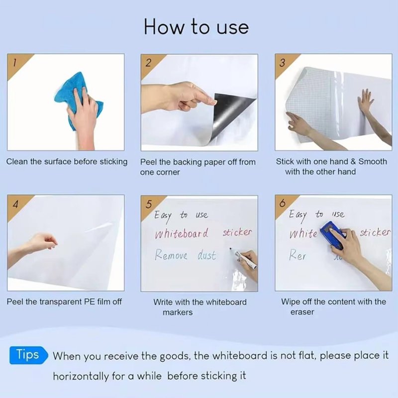 Magnetic Dry Erase Whiteboard Film 16x32 Inches Self-Adhesive Wall Sticker