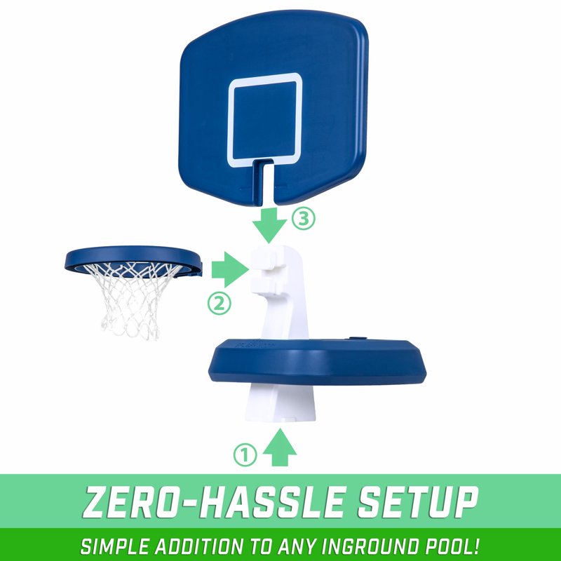 Poolside Basketball Game with Water Ball - 28x20 Inch Durable Water Hoop for Kids
