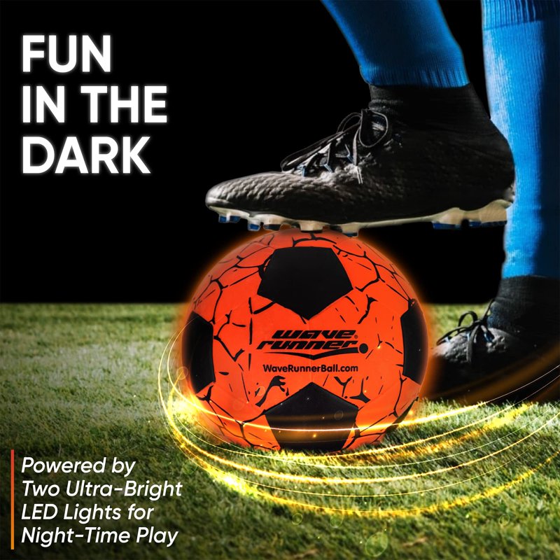 Glow-in-the-Dark LED Soccer Ball – Official Size 5 with Pump & Pre-Installed Batteries