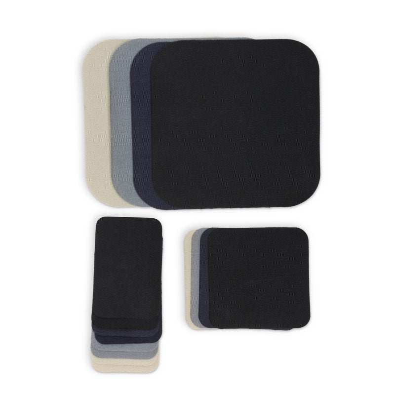 Assorted Fabric Repair Patches - Iron-On Clothing Mends, 16 Pieces