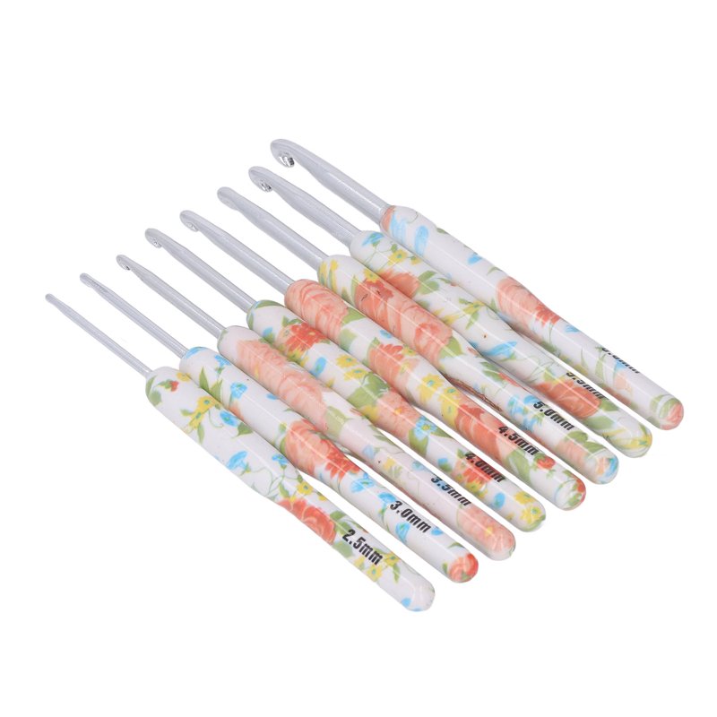 Ergonomic Colorful Crochet Hook Set - Aluminum Knitting & Embroidery Tools, 8 pcs