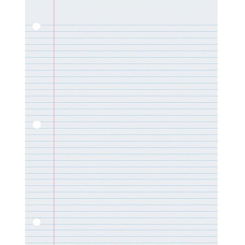 White Composition Paper 8.5 x 11 Inches 500 Sheets - 3-Hole Punched, College Ruled with Red Margin