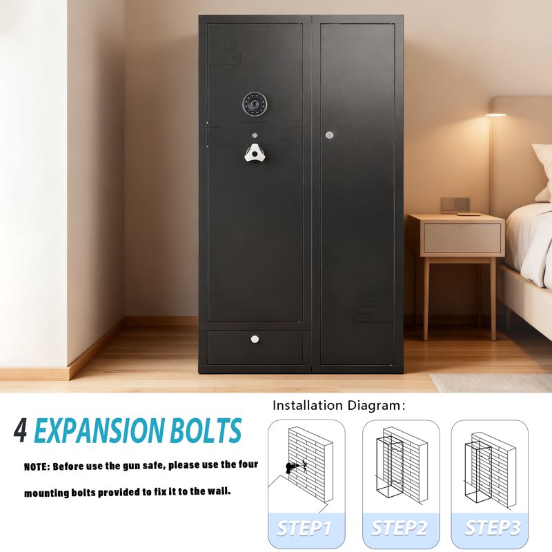 15-20 Rifle Gun Safe with Digital Keypad, Unassembled Steel Cabinet, Adjustable Rack
