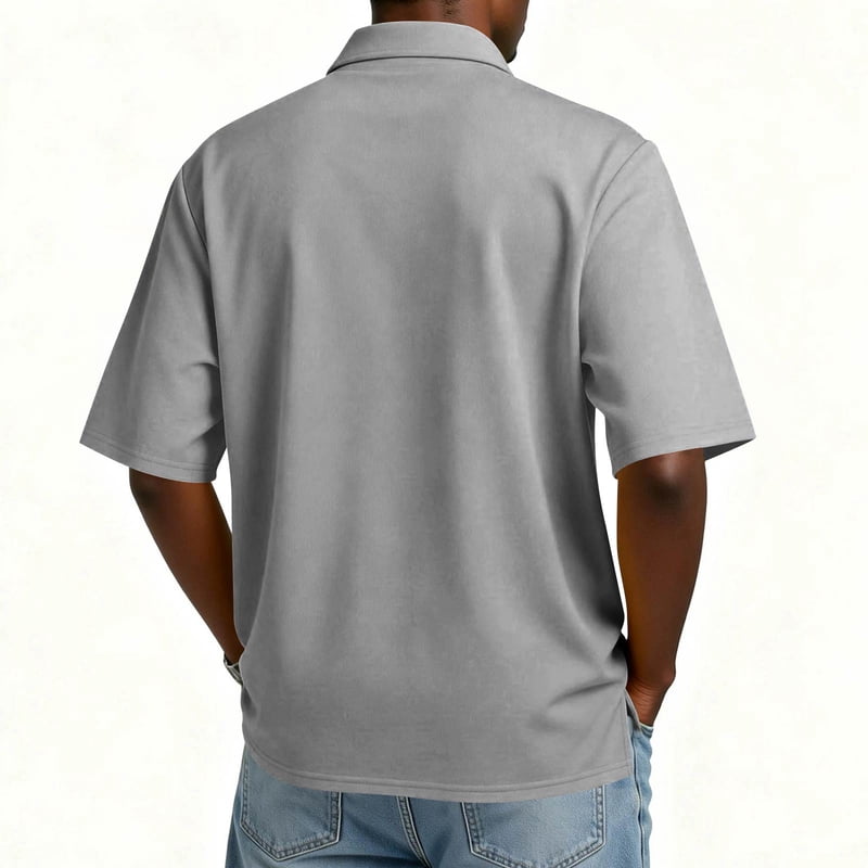 Men's Classic Fit Short Sleeve Polo Shirt with Dual Tipped Collar