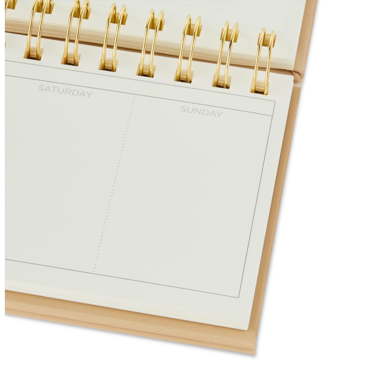 Undated Leather Weekly Planner 13x4 Inches - Dusky Taupe, Spiral Bound