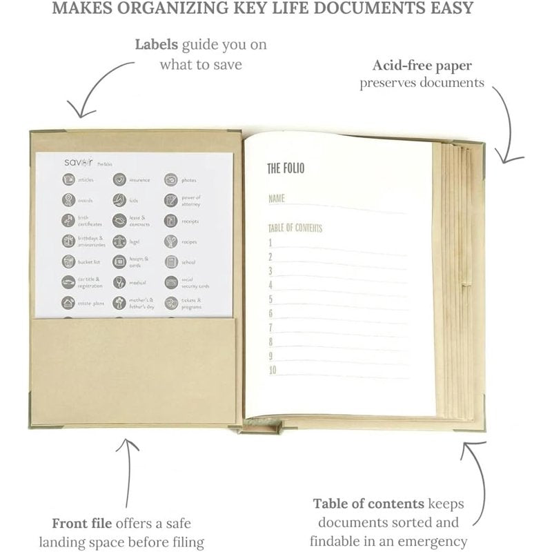 Document Organizer Binder with Guided Labels and Multiple Pockets - Acid-Free Storage for Home & Office