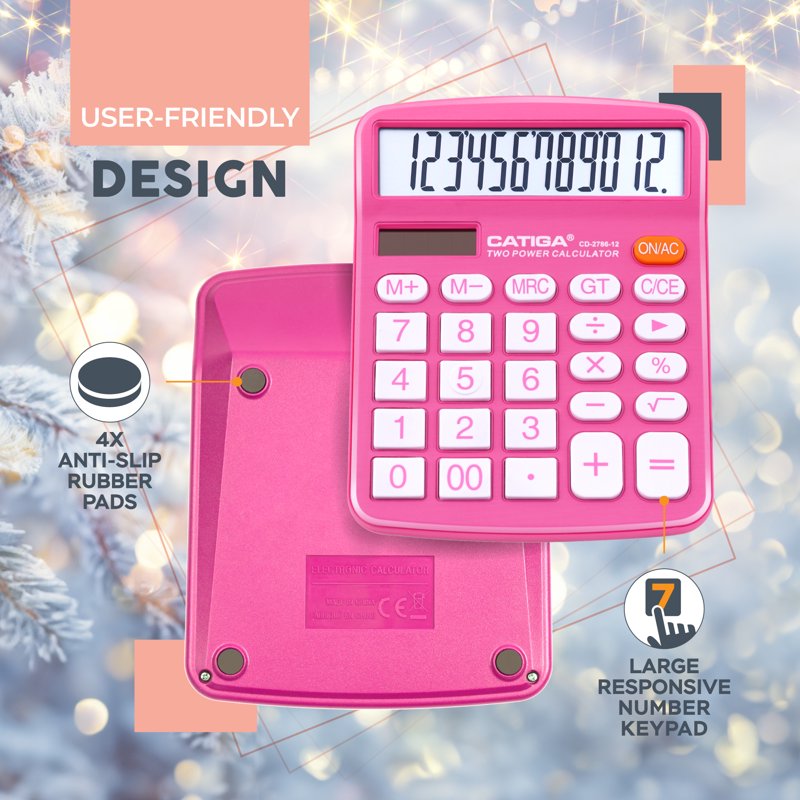 Metal Desktop Calculator 12-Digit Large Display Office & Financial Use