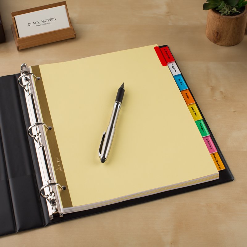 Multicolor 8-Tab Paper Dividers with Big Insertable Tabs - Office Organization