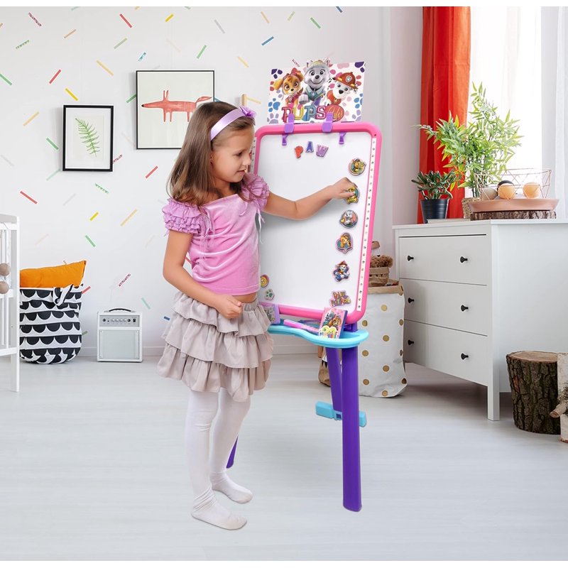 Kids Art Easel with Magnetic Whiteboard & Chalkboard - Pink/Purple