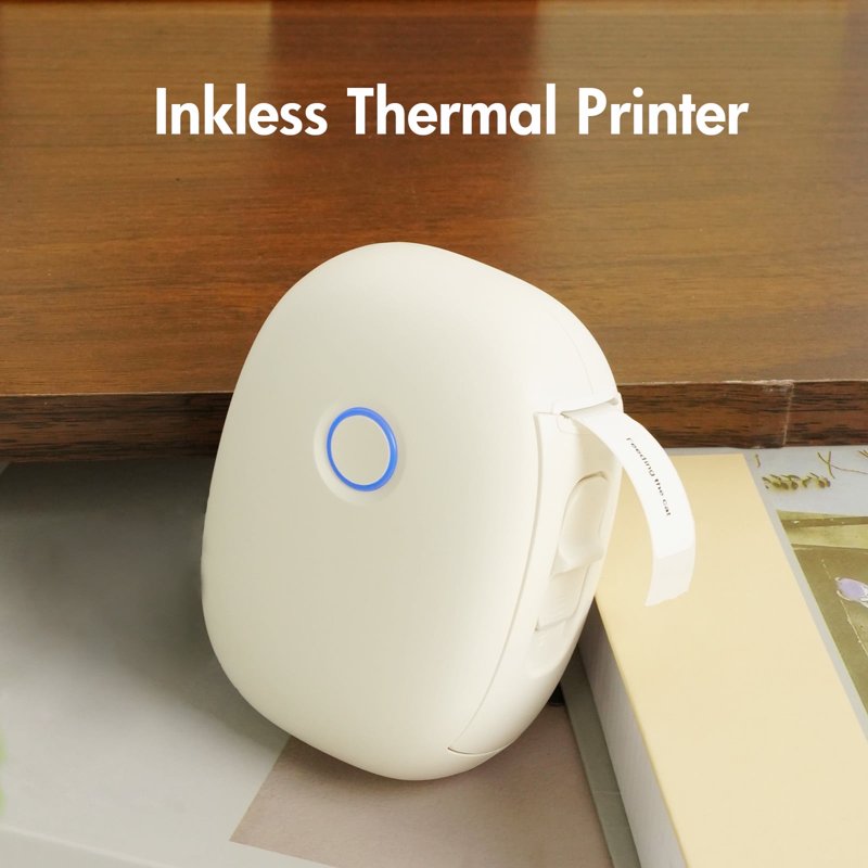 Portable Bluetooth Label Maker Printer for Home Office Inkless Stickers