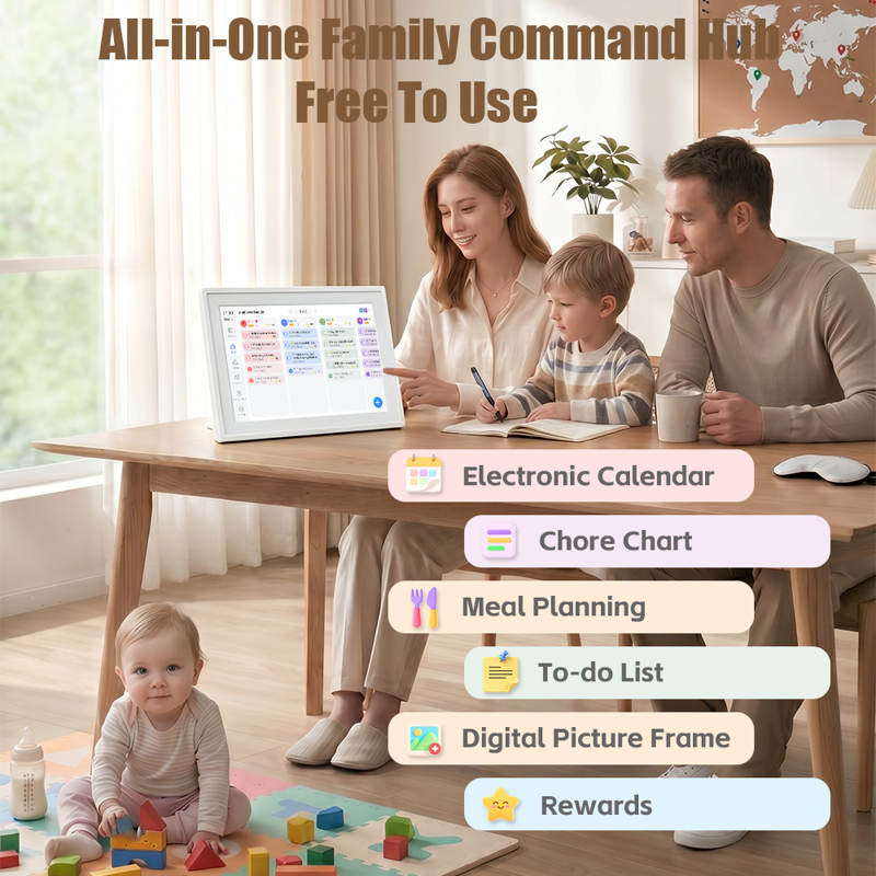 10.1-Inch Digital Wall Calendar with Touch Screen & App Control – Smart Family Planner
