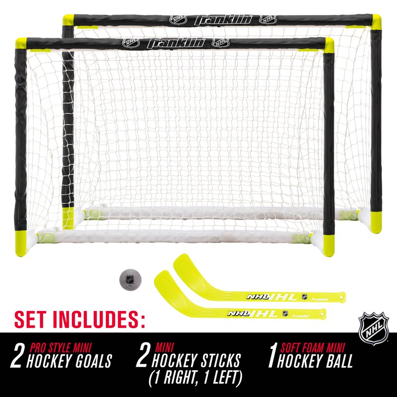 Mini Hockey Goal Set - Kids Knee Hockey Indoor Game with 2 Goals & Sticks