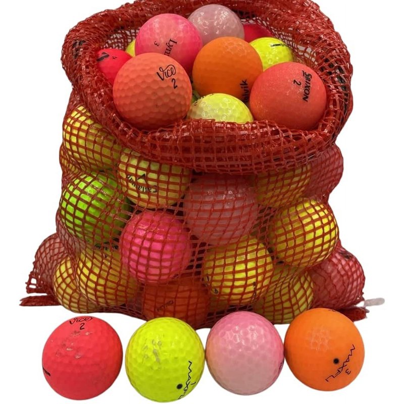 Colored Mix 72 Recycled Golf Balls in Mesh Bag – 3A/2A Quality