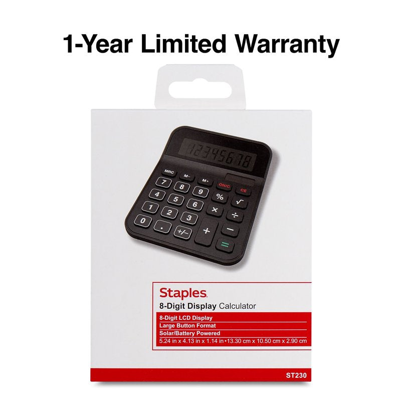 WorkLife Brands Desktop Calculator with Last Digit Erase Battery Black