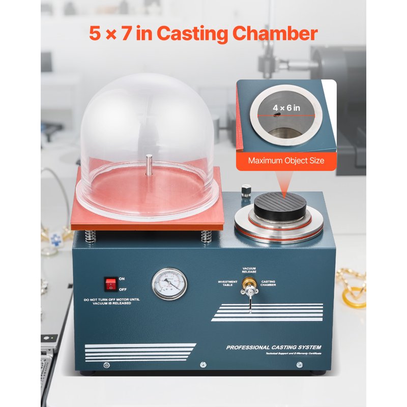 Jewelry Vacuum Casting Machine 290W Power 3 CFM Pump for Metal & Jewelry Casting