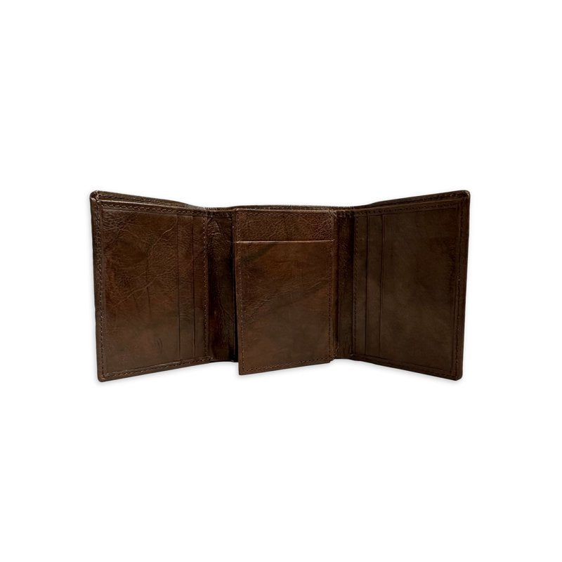 Men's Leather Trifold Wallet with ID Window and Bill Pocket