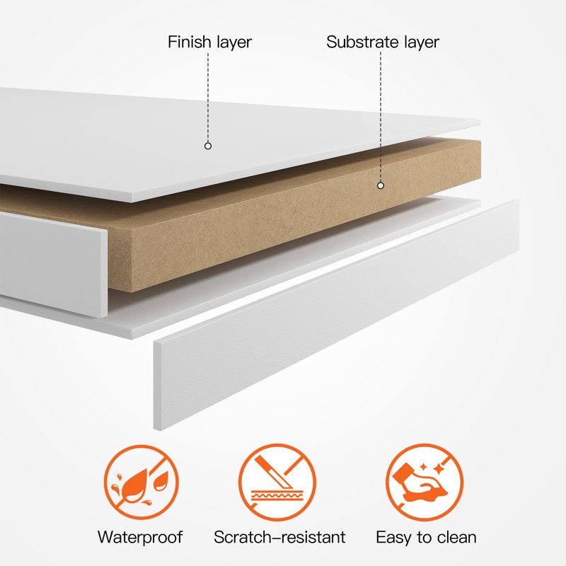 Desktop Bookshelf with 8 Shelves and 2 Drawers - White Wooden Desk Organizer for Office and Dorm