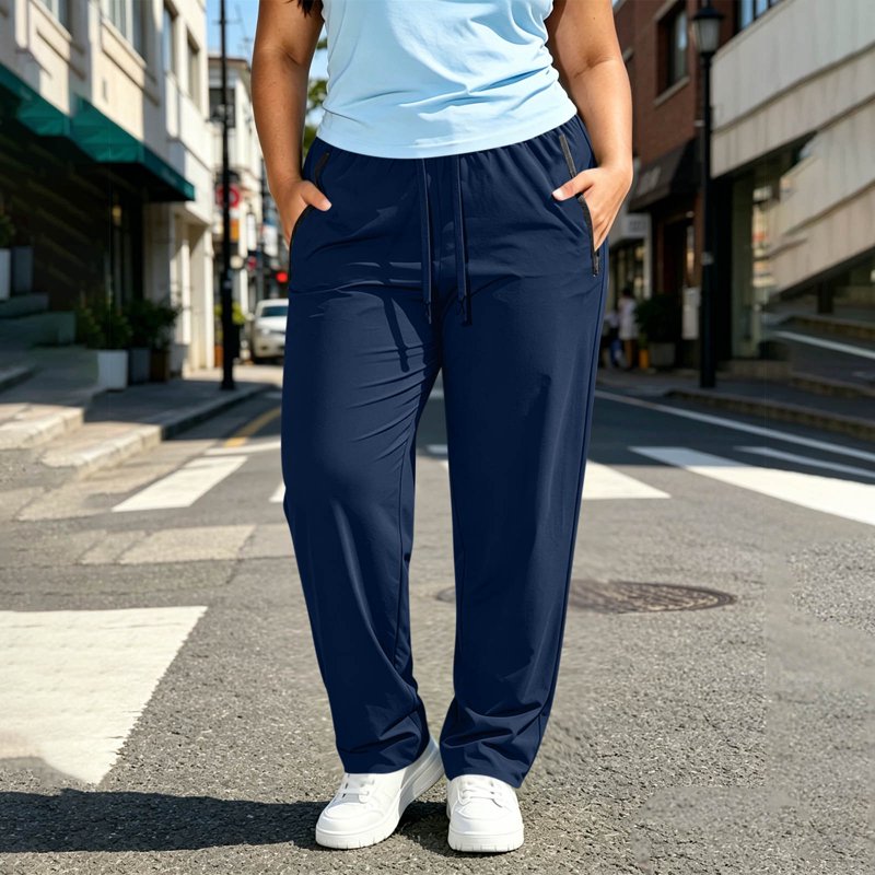 Plus Size Workout Joggers for Women Lightweight Athletic Pants with Zipper Pockets