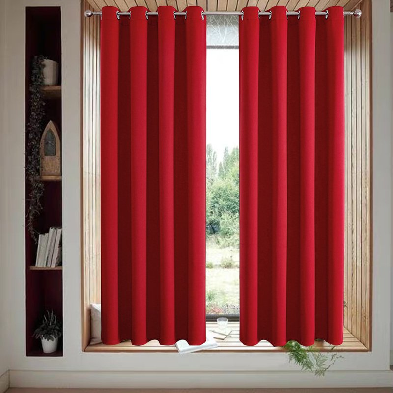 Blackout Curtains 51 Inch Long 2 Panels Set - Thermal Insulated Drapes for Bedroom & Living Room (W39 x L51 Inches, Red)