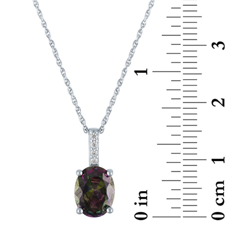 Sterling Silver Mystic Topaz & CZ Necklace 18 Inch Ladies Jewelry
