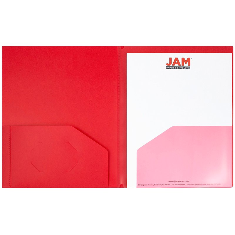 Heavy Duty Plastic Multi Pocket Folder - 10 Pockets, Red, 9x12 Inches