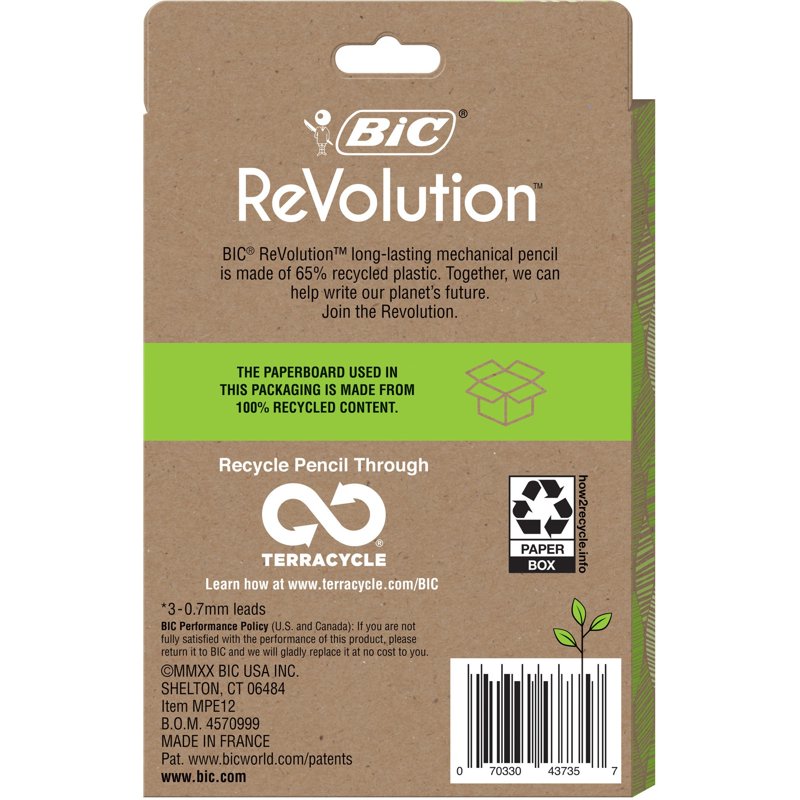 BIC ReVolution Mechanical Pencil 0.7mm - Recycled, Smooth Writing
