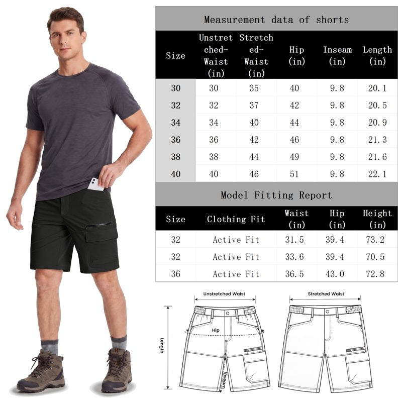 Men's Quick Dry Water-Resistant Cargo Shorts for Hiking & Sports