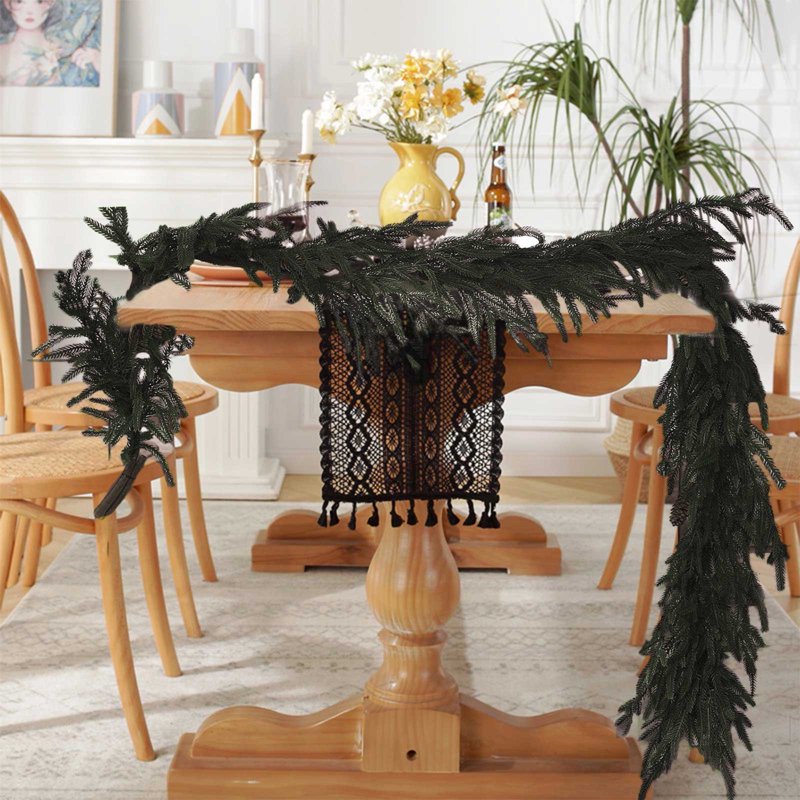 Halloween Garland Artificial Hanging Black Pine Needle Vine Fall Decor 5.9Ft