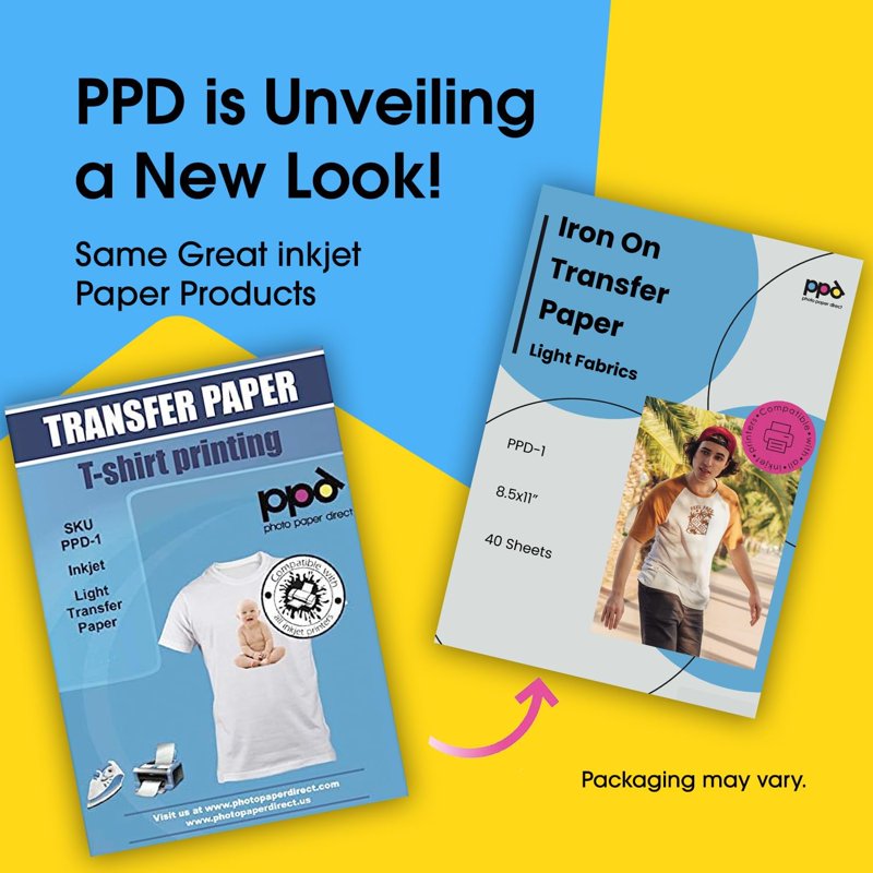 40 Sheets Printable Iron-On Transfer Paper for Fabric T-Shirts & Crafts