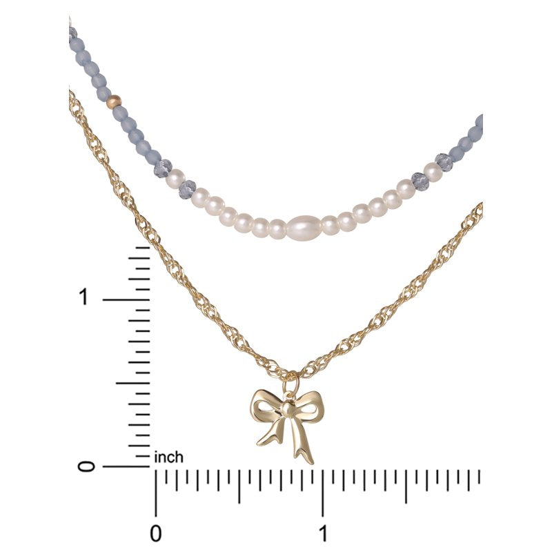 Women's Bow Pendant Necklace with Adjustable Chain - Elegant Jewelry Accessory