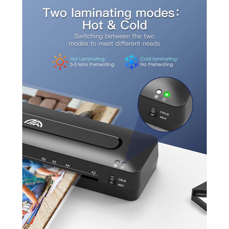 A3 Laminator Machine with Cold & Hot Modes, 20 Sheets, Paper Trimmer & Corner Rounder