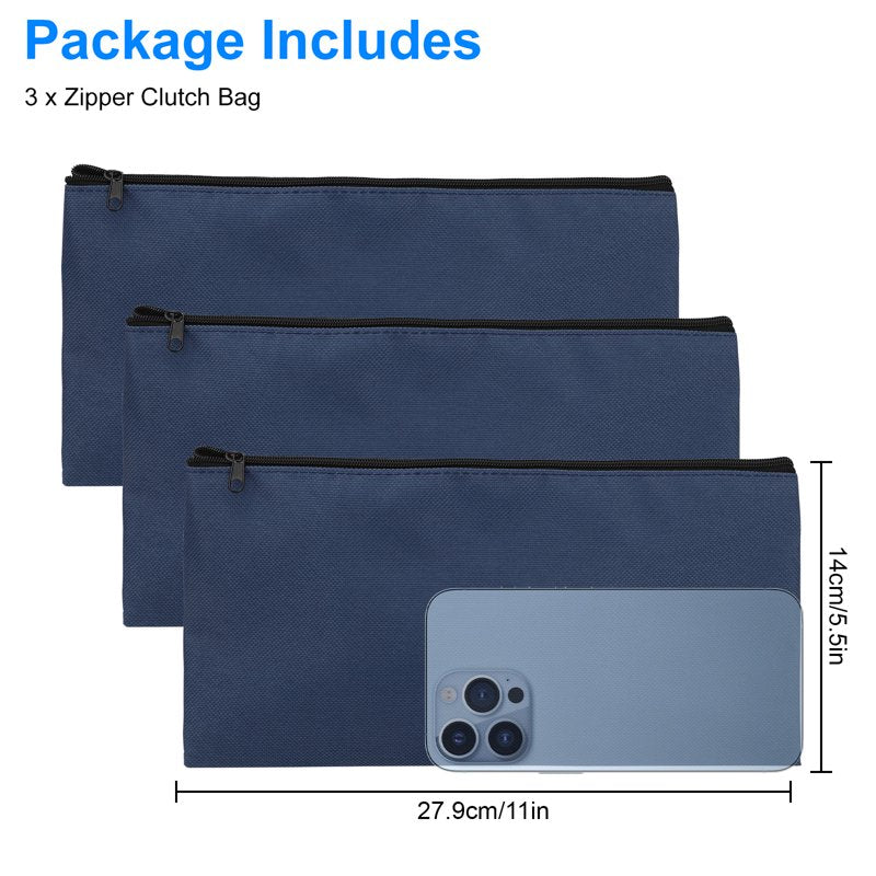 Waterproof Cash Deposit Bags Set 3 Pcs with Zipper Organizer for Business & Travel