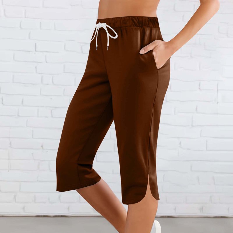 Women's Yoga Capris with Pockets - Summer Cropped Leggings for Outdoor and Active Wear