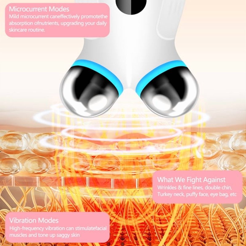 Microcurrent Facial Device for Anti-Aging Wrinkles Skin Rejuvenation - White