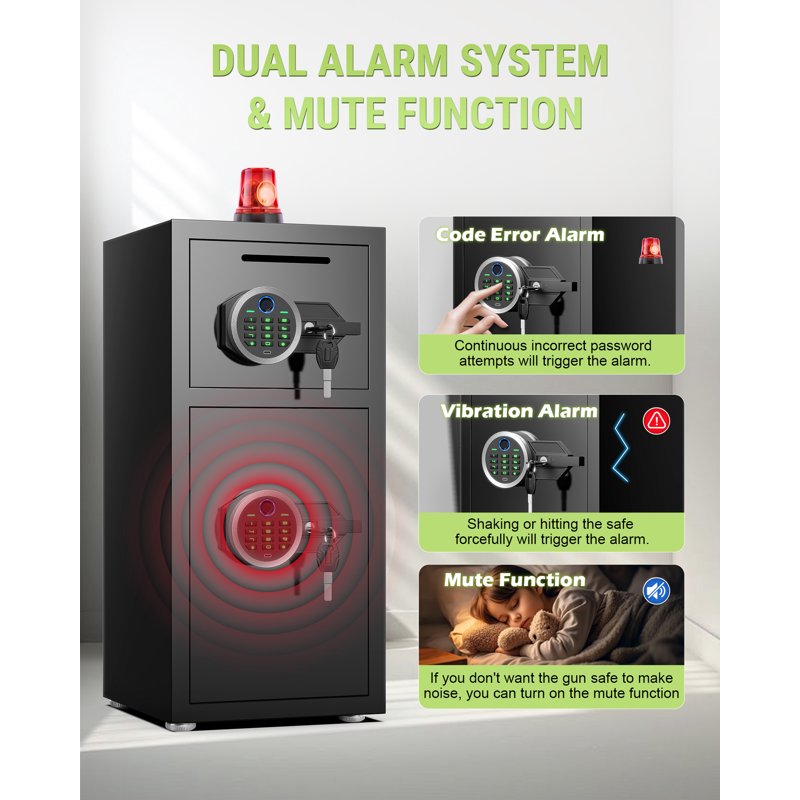 Heavy Duty Digital Safe Box with Dual Alarm System & Deposit Slot