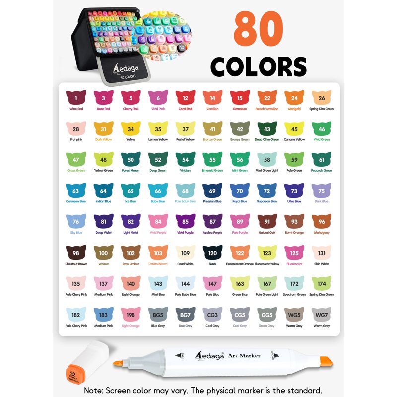 80-Color Alcohol Markers with App & Kickstand Case for Artists & Crafters