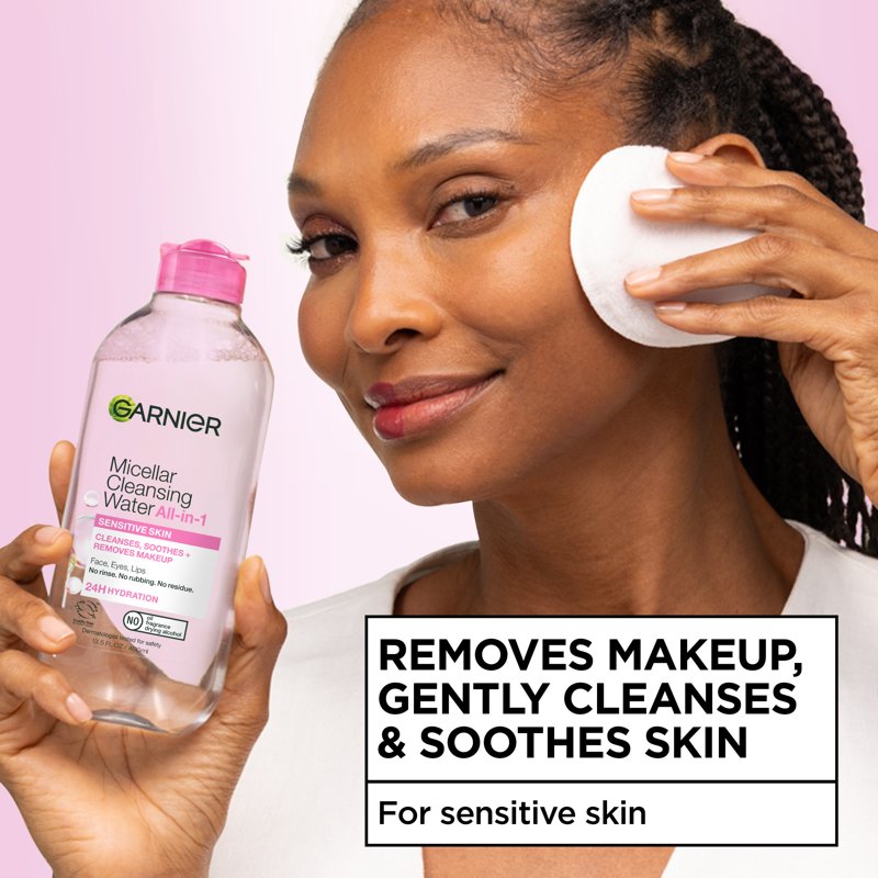 Garnier Micellar Cleansing Water All-in-1 Makeup Remover & Face Cleanser, 3.4 fl oz