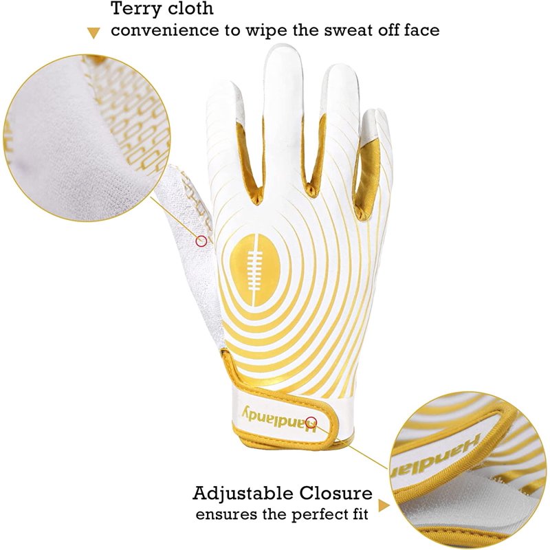 Youth Football Gloves - Sticky Silicone Wide Receiver Gloves for Kids & Adults, Breathable Stretch Fit
