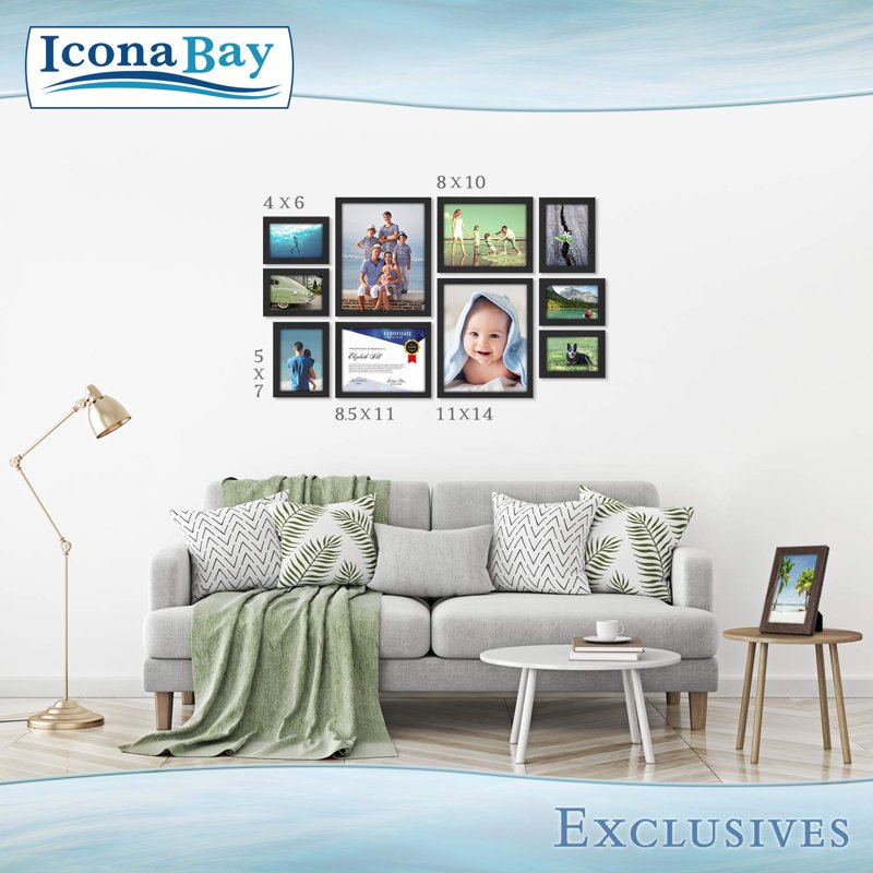 8.5x11 Black Diploma Frame Set - Modern Wall & Tabletop Certificate Frames
