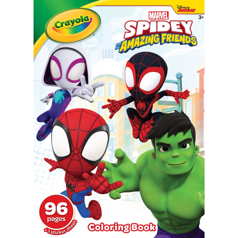 Kids Coloring Book with Stickers - Spidey & His Amazing Friends, 96 Pages, Easter Gift for Ages 3+