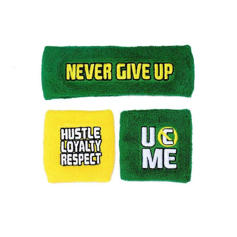 John Cena Baseball Hat Headband Wristband Set - Green Yellow Sports Accessories