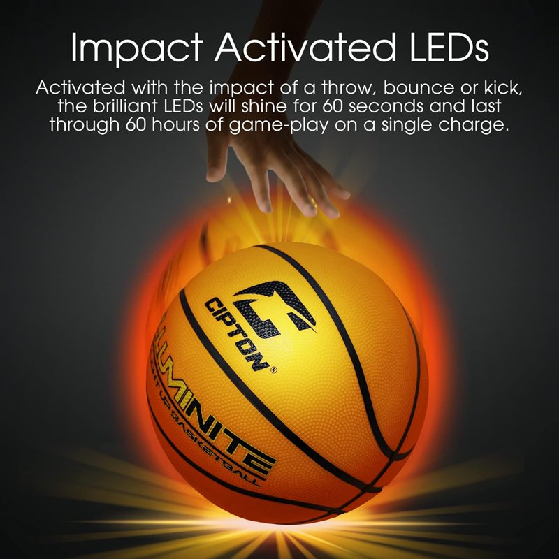 LED Light Up Basketball – Junior Size 27.5 Inch Indoor & Outdoor Rubber Ball with Pump