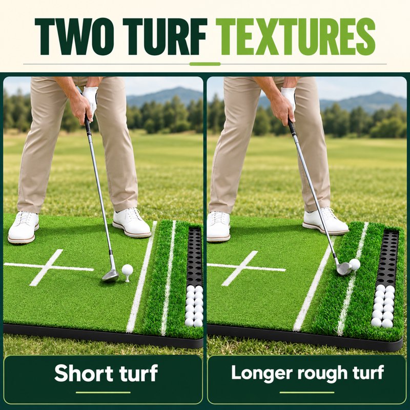 Orfeld 5.2 x 4 ft Dual-Turf Golf Hitting Mat with EVA Base, 10 Hitting Positions