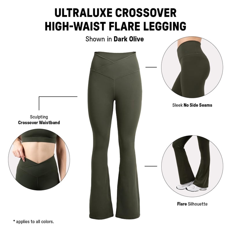 Women's Ultraluxe Crossover Flare Leggings with High Waist and 4-Way Stretch