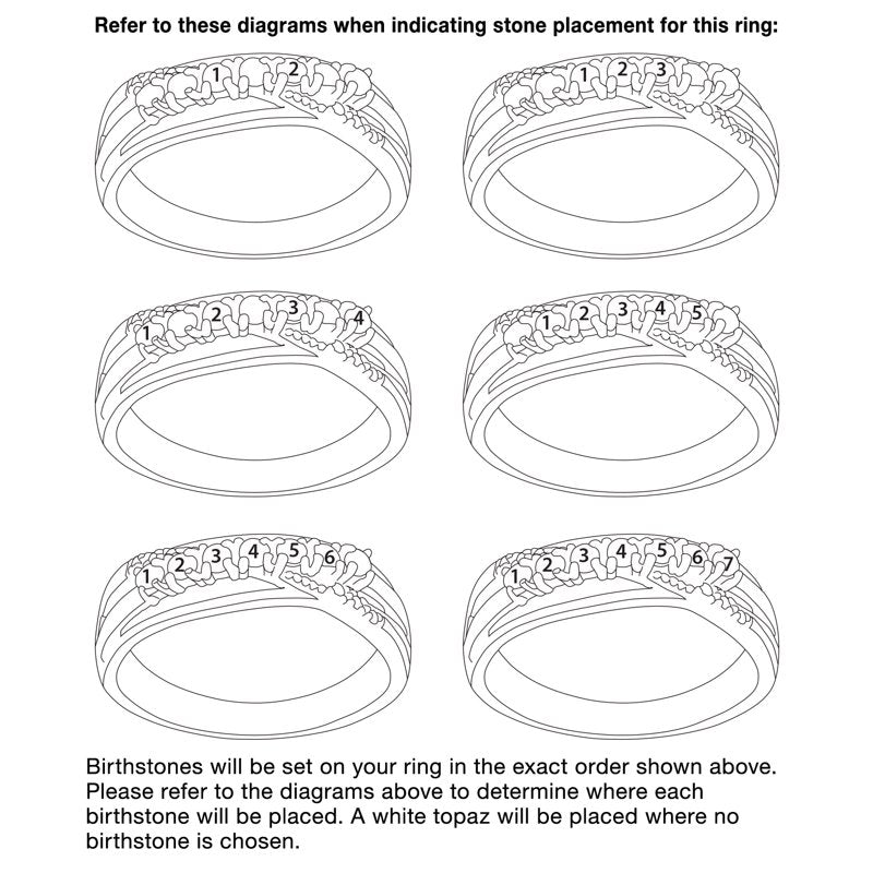 Personalized Birthstone Ring with Diamond Accent in Sterling Silver or Gold Over Silver - Customizable Family Jewelry
