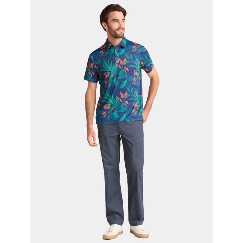 Birdie Bound Men’s & Big Men’s Novelty Golf Polo - Tropical Medieval Blue, L