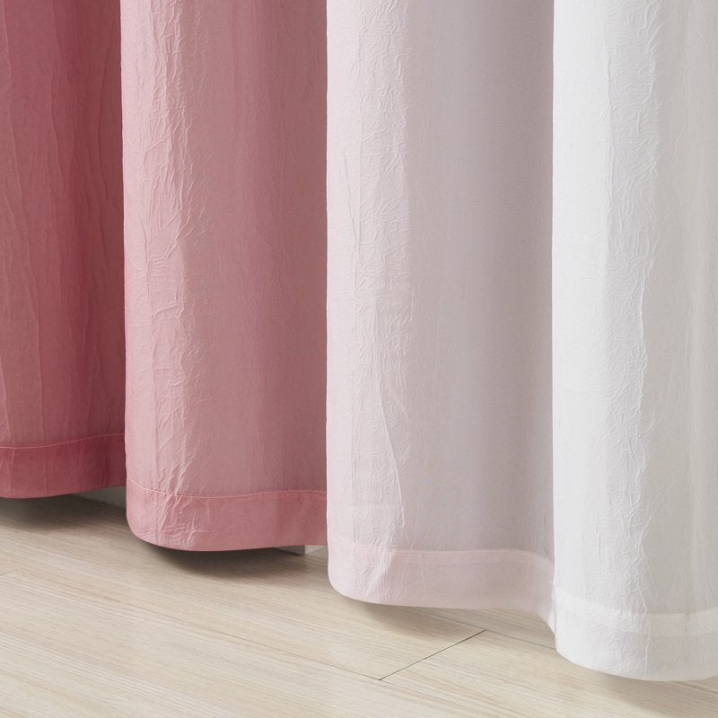 Blackout & Sheer Curtain Set - Pink Ombre, Energy Efficient, 4 Panels