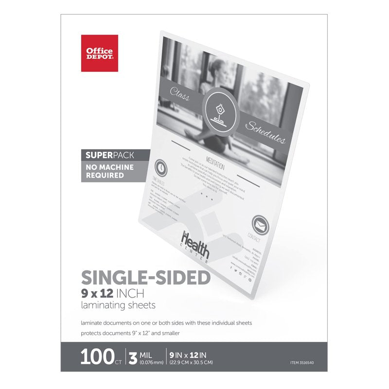 Self-Sealing Laminating Sheets 9 x 12 Inches, 3 Mil, Pack of 100