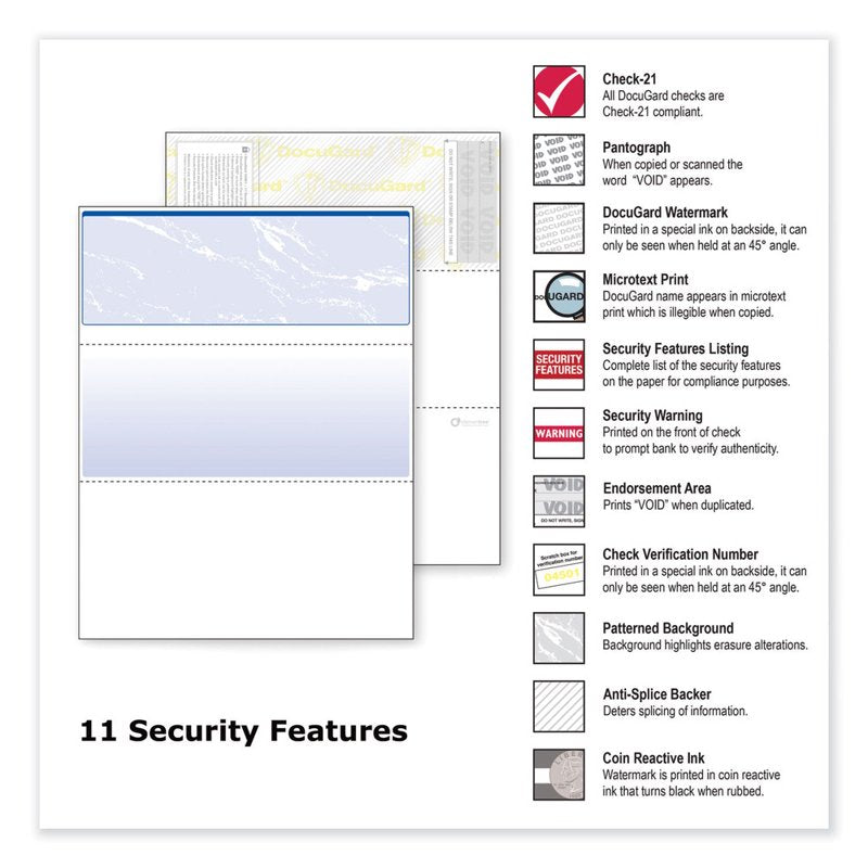 Business Checks with Security Features - Blue Marble Top, 8.5 x 11, 500 Sheets